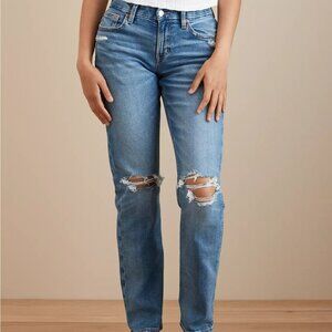 AE American Eagle Stretch Curvy Straight Ripped Jeans Size 8 XLong Like New NWOT